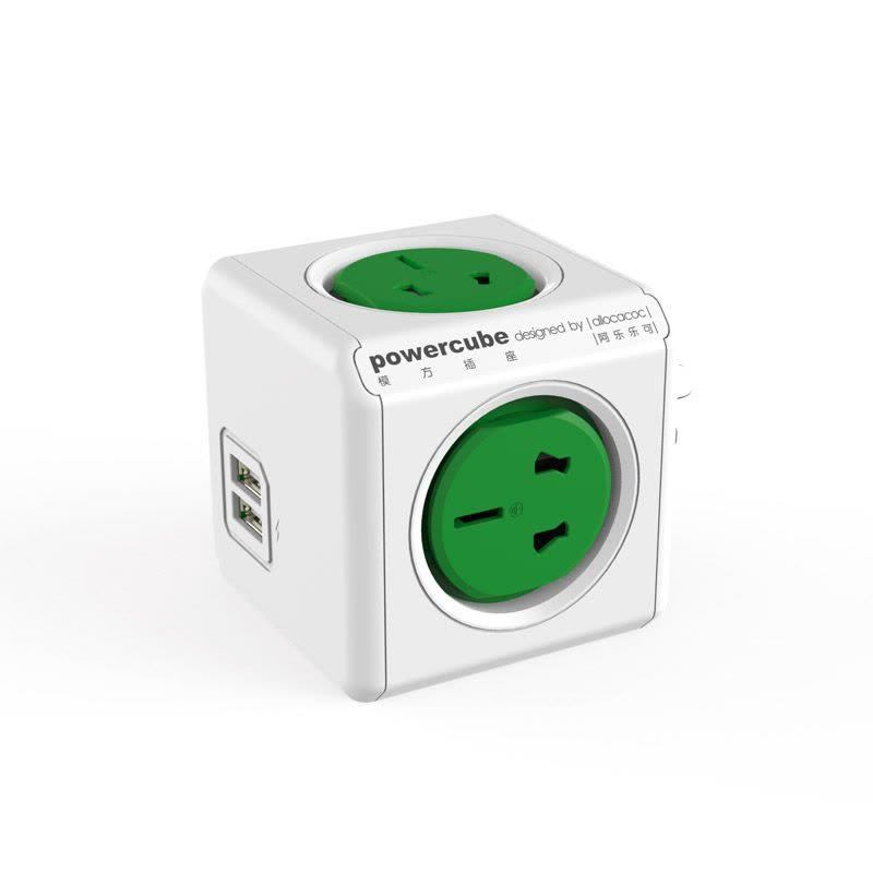 阿乐乐可 模方插座 创意智能插座 双USB款不带延长线 绿色图片