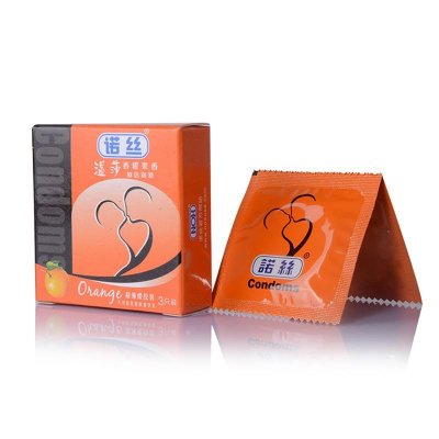 诺丝香橙味3只装避孕套超薄润滑安全套 成人情趣用品