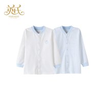 英氏四季新款婴幼儿内衣针织纯棉对襟衫2件装144113