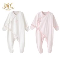 英氏新款四季内衣144121婴幼儿纯棉针织系带哈衣连身衣