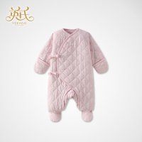英氏秋冬款内衣 婴儿夹棉保暖内衣新生儿连体蛤衣144055