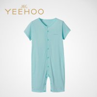 英氏童装夏装新款内衣男宝纯棉对襟蛤衣连体衣爬服154040