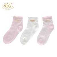 英氏初生婴儿袜子宝宝袜新生儿薄棉袜0-3个月6-12个月纯棉袜3双装