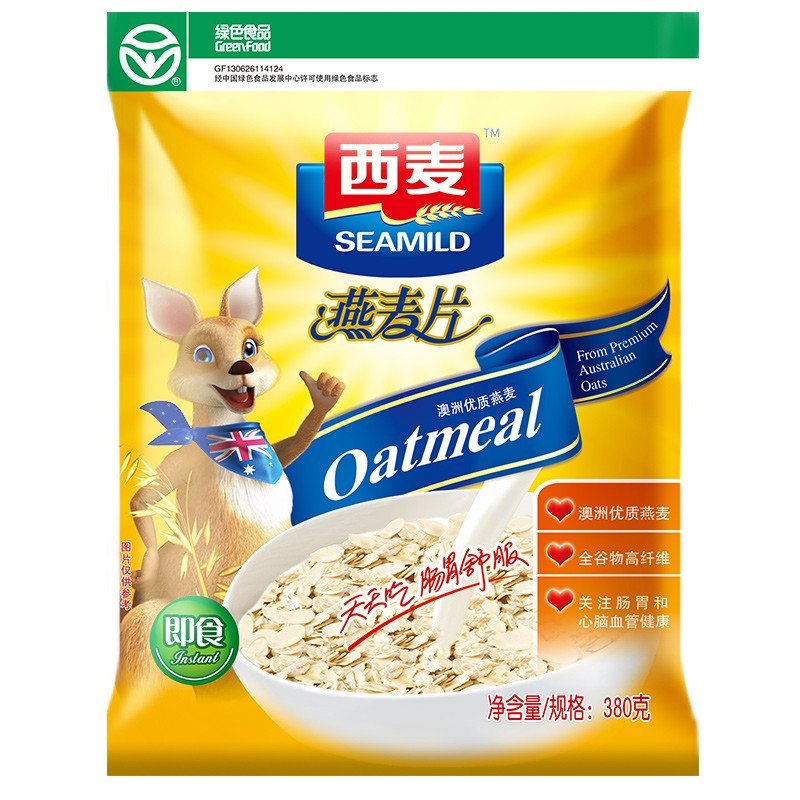 西麦 纯燕麦片380g/袋 即食免煮 无蔗糖 冲饮麦片 营养谷物早餐饱腹代餐
