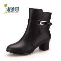 BOYASI博雅思2015新款女鞋 女士靴子 头层牛皮女靴 短靴 马丁靴 单靴 粗跟低跟靴子5520