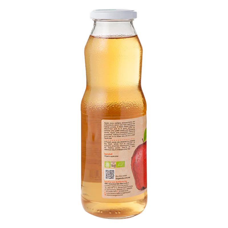 马来西亚直邮 欧思林／O’Forest 有机苹果汁 750ml*1瓶图片