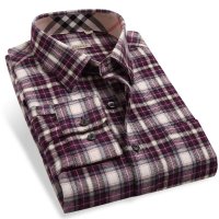 帛利优鲨春装新款男装衬衣棉质磨毛格子长袖衬衫男10084H