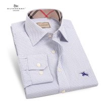 帛利优鲨春装新款男士长袖衬衫商务休闲莫代尔格子衬衫长袖男10075H