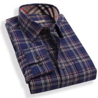 帛利优鲨春装新款男装衬衫韩版休闲磨毛格子长袖衬衫男10078H