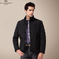 帛利优鲨男士棉服优雅菱形格立领保暖棉衣30001