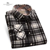 帛利优鲨春新款男士衬衣韩版休闲格子摇粒绒保暖衬衫长袖男10050