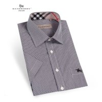 帛利优鲨中年青年夏季商务休闲格子衬衣男士短袖衬衫11015