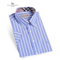 帛利优鲨夏装新品男衬衣商务休闲条纹男士短袖衬衫11017