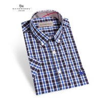 帛利优鲨夏季新品男装衬衣休闲格子男士短袖衬衫11018