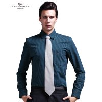 帛利优鲨春装新品男装透气棉商务休闲条纹长袖衬衫男 10030