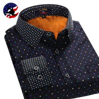 帛利优鲨秋冬男士商务休闲加绒加厚保暖衬衫男sjr