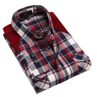 帛利优鲨新品春装男时尚韩版拼接格子长袖衬衫男YZMM