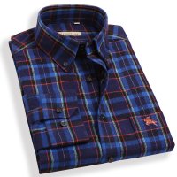 帛利优鲨春装新品男士商务休闲英伦格子棉质长袖衬衣10015