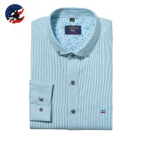 帛利优鲨春装新款男士长袖衬衣小领带钻扣休闲衬衫