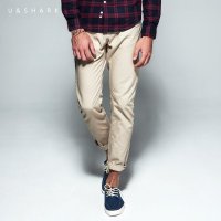 帛利优鲨春装新品男士全棉矶理休闲长裤