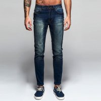 帛利优鲨春装新品男士潮流水洗修身牛仔长裤男