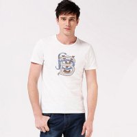 帛利优鲨夏装新品男士纯棉涂鸦圆领短袖T恤