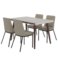 卓语 个性北欧宜家风格白色餐桌 钢化玻璃饰面木质餐桌椅组合 一桌四椅组合餐厅
