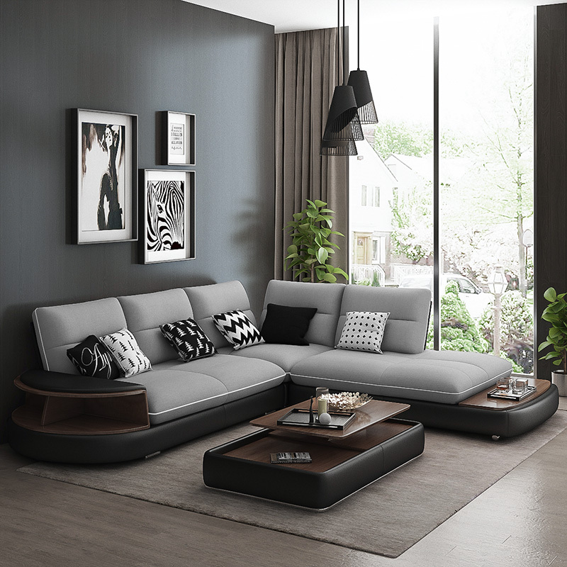 卓语布艺沙发时尚北欧黑白丹麦简约沙发客厅小户型可储物转角沙发