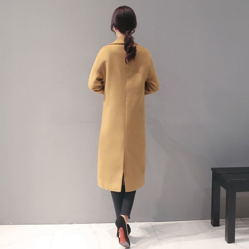 芷臻zhizhen韩版毛呢外套女士韩范冬季新款长款纯色修身呢子大衣冬天外套潮图片