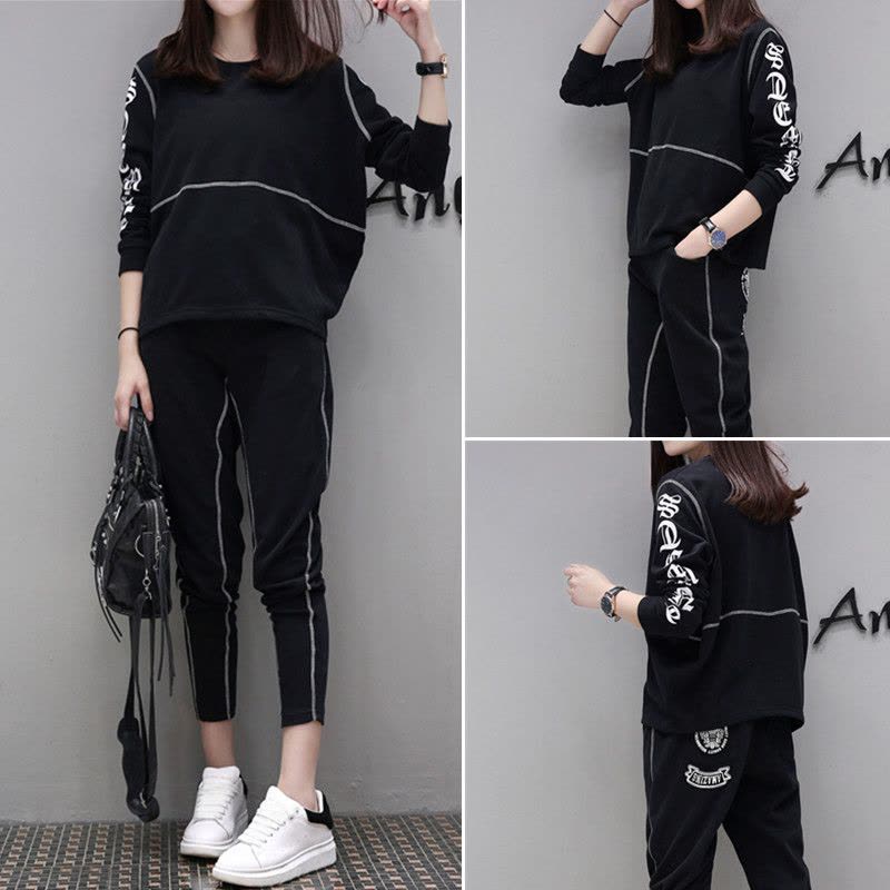 芷臻zhizhen欧洲站春秋装欧货两件套运动服休闲显瘦长袖大码卫衣套装潮时尚图片