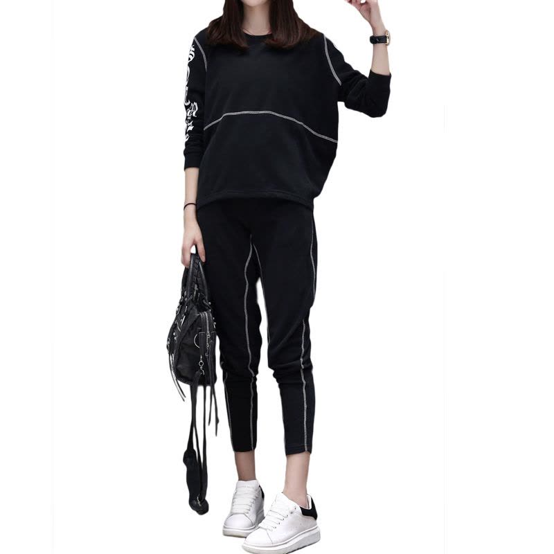 芷臻zhizhen欧洲站春秋装欧货两件套运动服休闲显瘦长袖大码卫衣套装潮时尚图片