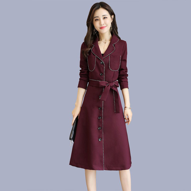 秋装新款女士长袖连衣裙韩版时尚收腰显瘦中长款气质裙子春秋款