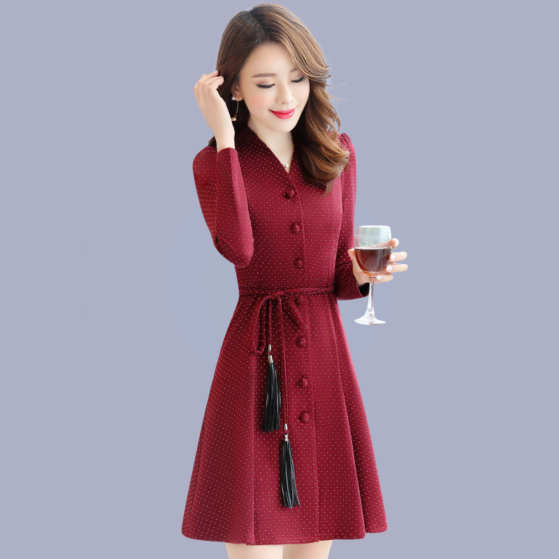 芷臻zhizhen连衣裙女春秋新款秋装端庄大气女士中长款秋冬季款长袖