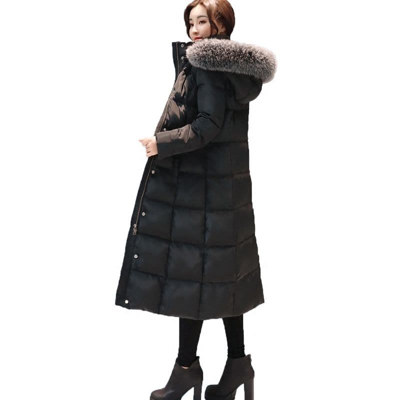 芷臻zhizhen羽绒服女士修身加长加厚超长过膝韩版大毛领羽绒衣冬季外套中长款图片