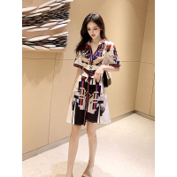 芷臻zhizhenpolo领很仙的短袖连衣裙2021新款夏季女收腰显瘦气质裙子衬衫裙