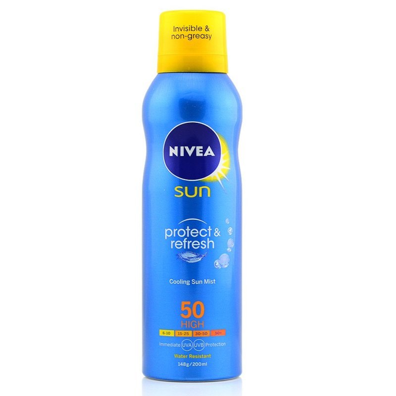 妮维雅冰爽防晒喷气雾霜SPF50+ 200ml男女防御UVA/UVB紫外线军训德国温和防晒水乳