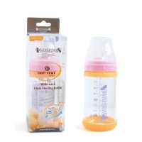 贝儿欣宽口径玻璃奶瓶连温感保护环240ml粉红BS4622