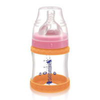 贝儿欣宽口径玻璃奶瓶连温感保护环120ml粉红BS4620