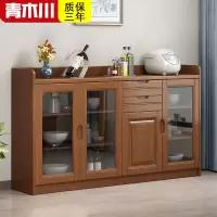 青木川 实木酒柜餐边柜一体靠墙客厅餐厅厨房碗柜两门三门1.6米收纳柜储物柜置物架备餐柜茶水柜矮柜灰白色简约现代轻奢