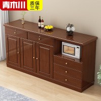青木川 实木餐边柜酒柜鞋柜餐厅客厅家用小户型1.8米收纳柜储物柜带玻璃门微波炉多功能矮柜立柜简约现代中式