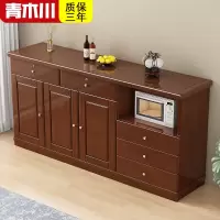 青木川 实木餐边柜酒柜鞋柜餐厅客厅家用小户型1.8米收纳柜储物柜带玻璃门微波炉多功能矮柜立柜简约现代中式