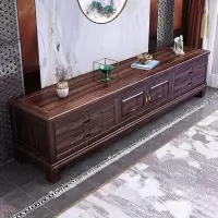 青木川 新中式乌金木实木电视柜落地2024新款客厅卧室小户型收纳柜加高款 雕花仿古榫卯整装置物架