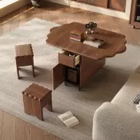 青木川 简约现代胡桃木全实木沙发边柜创意边几客厅2025新款客厅可折叠小茶台侧边柜角几小推车边几