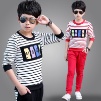 童装男童春秋套装2018新款 儿童秋季条纹t恤休闲装中大童韩版潮