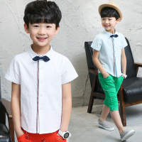童装男童2018年时尚童男领结短袖韩版时尚5 6 7 8 9 岁运动上衣