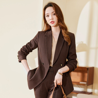 咖啡色西装套装女秋冬2022新款时尚职业装商务正装气质女神范女士长袖