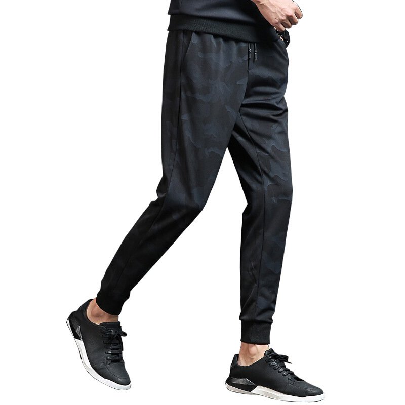 有衣有靠2017秋冬装男裤子小脚裤男士休闲裤韩版修身黑色束脚哈伦裤男运动裤潮流米彩