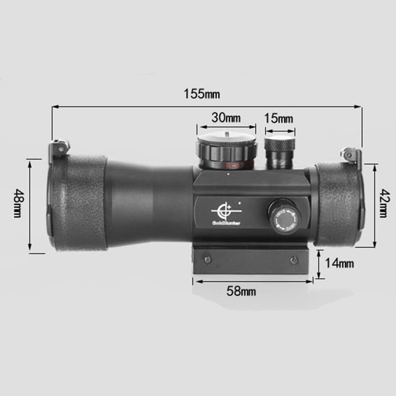 3倍放大手调4X42弹盖内红绿灯十字坐标瞄准器 带弹盖高清晰高抗震光学瞄准镜 寻鸟镜全息瞄 十字狙击镜 寻鸟镜全息瞄