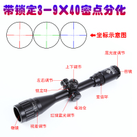 狙击镜单筒望远镜3-9X40带锁定瞄准器红绿灯密位点分化十字坐标高清晰高抗震防水光学瞄准镜寻鸟镜