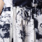 歌诺瑞丝2017春夏女装新款韩版文艺大码显瘦水墨背心开衫两件套连衣裙女S9651